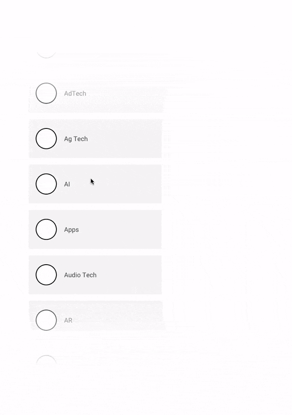 OnePitch User Flow Industry Selection